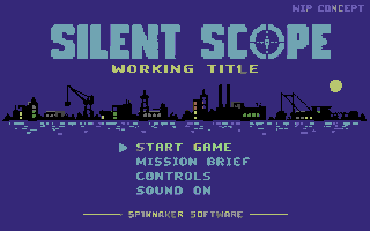 WIP concept of the Silent Scope working-title main menu